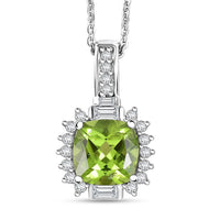D'Joy Hebei Peridot and Moissanite 2.60 ctw Verdant Crown Pendant Necklace in Rhodium Over Sterling Silver 20 Inches