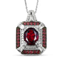 D'Joy Orissa Rhodolite Garnet, White Zircon Pendant Necklace (20 Inches) in Rhodium and Platinum Over Sterling Silver 3.30 ctw - Sticky add to cart bar