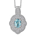 D'Joy Malgache Neon Apatite, White Zircon Pendant Necklace (20 Inches) in Rhodium Over Sterling Silver 2.90 ctw - Sticky add to cart bar