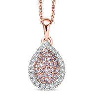 D'Joy Natural Pink and White Diamond 0.50 ctw Tear of Joy Pendant Necklace in 18K Vermeil Rose Gold Over Sterling Silver 20 Inches