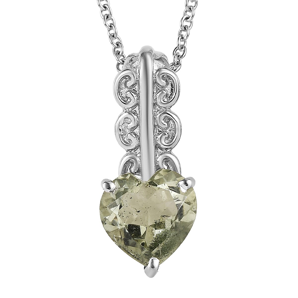 EverTrue Montezuma Prasiolite Pendant Necklace (20 Inches) in Stainless Steel 3.60 ctw