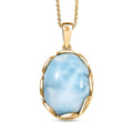D'Joy Larimar 14 ctw Tidal Crown Pendant Necklace 20 Inches in 18K Vermeil Yellow Gold Over Sterling Silver - Sticky add to cart bar