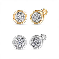Set of 2 - Poke Free Luxuriant Lab Grown Diamond G-H SI Solitaire Stud Earrings in 18K Vermeil Yellow Gold and Rhodium Over Sterling Silver 1.00 ctw (Del. In 10-12 Days)