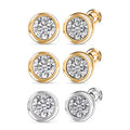 Set of 3 - Poke Free Luxuriant Lab Grown Diamond G-H SI Solitaire Stud Earrings in 18K Vermeil Yellow Gold and Rhodium Over Sterling Silver 1.50 ctw (Del. In 10-12 Days) - Sticky add to cart bar