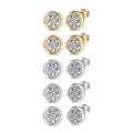 Set of 5 - Poke Free Luxuriant Lab Grown Diamond G-H SI Solitaire Stud Earrings in Rhodium and 18K Vermeil Yellow Gold Over Sterling Silver 2.50 ctw (Del. In 10-12 Days) - Sticky add to cart bar
