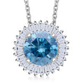 Luxuriant Lab Grown Blue Diamond (IR) SI and Lab Grown Diamond 1.00 ctw Halo Majesty Pendant Necklace 20 Inches in Rhodium Over Sterling Silver - Sticky add to cart bar