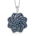D'Joy Blue Diamond 1.50 ctw Floral Pendant Necklace in Rhodium Over Sterling Silver 20 Inches - Sticky add to cart bar