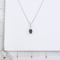 D'Joy Catalina Iolite and Moissanite 1.25 ctw Timeless Grace Pendant Necklace in Rhodium Over Sterling Silver 20 Inches