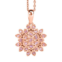 D'Joy Uncut Natural Pink Diamond 0.20 ctw Floral Pendant Necklace in 18K Vermeil Rose Gold Over Sterling Silver 20 Inches
