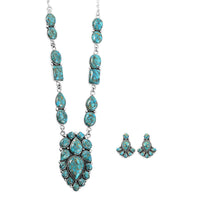 Memorial Day Doorbuster Santa Fe Style Mojave Turquoise Necklace (18 Inches) and Earrings in Sterling Silver 122.00 ctw