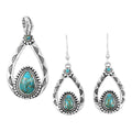 Santa Fe Style Mojave Turquoise 7.00 ctw Pendant and Earrings in Sterling Silver - Sticky add to cart bar