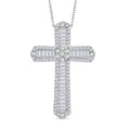 D'Joy Diamond Cross Pendant Necklace (20 Inches) in Rhodium Over Sterling Silver 1.00 ctw - Sticky add to cart bar