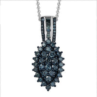 D'Joy Blue Diamond 1.00 ctw Starry Night Pendant Necklace 20 Inches in Rhodium Over Sterling Silver