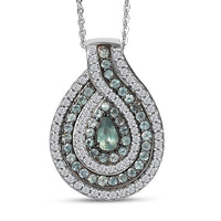 D'Joy Narsipatnam Alexandrite and White Zircon 1.50 ctw Wave of Illusion Pendant Necklace 20 Inches in Rhodium Over Sterling Silver