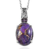 EverTrue Mojave Purple Turquoise and African Amethyst 11.10 ctw Pendant Necklace in Stainless Steel 20 Inches