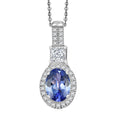 D'Joy Premium Tanzanite and Lab Grown Diamond 1.80 ctw Pendant Necklace in Rhodium Over Sterling Silver 20 Inches - Sticky add to cart bar