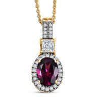 D'Joy Premium Tanzanite and Lab Grown Diamond 1.80 ctw Pendant Necklace in Rhodium Over Sterling Silver 20 Inches