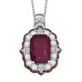 D'Joy Niassa Ruby (FF) and Multi Gemstone 14.90 ctw Art Deco Pendant Necklace 20 Inches in Rhodium Over Sterling Silver - Sticky add to cart bar