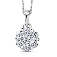 Luxuriant Lab Grown Diamond G-H SI 1.00 ctw Floral Pendant Necklace 20 Inches in Rhodium Over Sterling Silver (Del. In 10-12 Days)