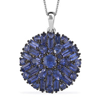 D'Joy Premium Catalina Iolite 4.80 ctw Starflare Pendant Necklace in Rhodium Over Sterling Silver 20 Inches