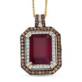 D'Joy Niassa Ruby (FF) and Multi Gemstone 13.50 ctw Art Deco Pendant Necklace 20 Inches in 18K Vermeil Yellow Gold Over Sterling Silver - Sticky add to cart bar