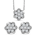 Luxuriant Lab Grown Diamond G SI 1.15 ctw Floral Necklace 18-20 Inches and Stud Earrings in Sterling Silver - Sticky add to cart bar