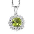 D'Joy Hebei Peridot and Moissanite 1.90 ctw Lime Blossom Pendant Necklace in Rhodium Over Sterling Silver 20 Inches - Sticky add to cart bar