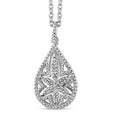 EverTrue White Diamond Accent Floral Pendant in Platinum Bond with Stainless Steel Necklace (20 Inches) - Sticky add to cart bar
