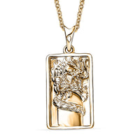Luxoro Dragon Bar Pendant Necklace in 10K Yellow Gold 4.75 Grams 20 Inches