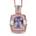 D'Joy Premium Martha Rocha Kunzite and Multi Gemstone 4.90 ctw Victorian Era Pendant Necklace in 18K Vermeil Rose Gold Over Sterling Silver 20 Inches - Sticky add to cart bar