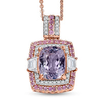 D'Joy Premium Martha Rocha Kunzite and Multi Gemstone 4.90 ctw Victorian Era Pendant Necklace in 18K Vermeil Rose Gold Over Sterling Silver 20 Inches