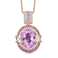 D'Joy Premium Martha Rocha Kunzite and Multi Gemstone 4.90 ctw Victorian Era Pendant Necklace in 18K Vermeil Rose Gold Over Sterling Silver 20 Inches