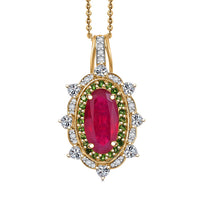 D’Joy Niassa Ruby (FF), Multi Gemstone Pendant Necklace (20 Inches) in 18K Vermeil YG Over Sterling Silver 6.50 ctw
