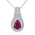 D'Joy Premium Montepuez Ruby and Moissanite 2.30 ctw Fleur de Flame Pendant Necklace in Rhodium Over Sterling Silver 20 Inches - Sticky add to cart bar