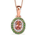 D'Joy Premium Blush Tourmaline and Multi Gemstone 1.00 ctw Floral Glint Pendant Necklace in 18K Vermeil Rose Gold Over Sterling Silver 20 Inches - Sticky add to cart bar