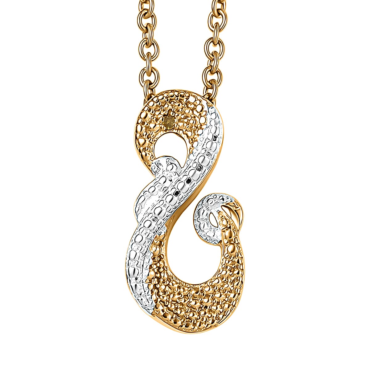 EverTrue Yellow Diamond (IR) Accent Pendant in 18K YG Plated and Platinum Bond with Stainless Steel Necklace (20 Inches)