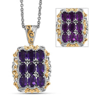EverTrue African Amethyst Pendant in 18K YG Plated and Platinum Bond with Stainless Steel Necklace (20 Inches) 3.60 ctw