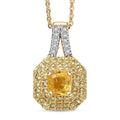 D'Joy Asscher Cut Madagascar Yellow Sapphire and Moissanite 1.50 ctw Art Deco Pendant Necklace in 18K Vermeil Yellow Gold Over Sterling Silver 20 Inches - Sticky add to cart bar