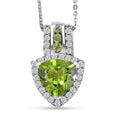 D'Joy Hebei Peridot and White Zircon 3.40 ctw Green Crest Pendant Necklace in Rhodium Over Sterling Silver 20 Inches - Sticky add to cart bar