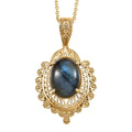 EverTrue Malagasy Labradorite 10.25 ctw Pendant in 18K YG Plated with Stainless Steel Necklace 20 Inches - Sticky add to cart bar