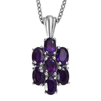 EverTrue African Amethyst 3.10 ctw Pendant Necklace 20 Inches in Stainless Steel