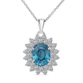 AAA  Cambodian Perito Moreno Blue Zircon and G-H SI Luxuriant Lab Grown Diamond 5.50 ctw Sea Radiance Pendant Necklace in 10K White Gold 18 Inches - Sticky add to cart bar