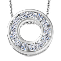 Luxuriant Lab Grown Diamond E-F VS Circle Pendant Necklace (20 Inches) in Rhodium Over Sterling Silver 1.00 ctw