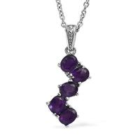 EverTrue African Amethyst Pendant Necklace (20 Inches) in Stainless Steel 1.60 ctw