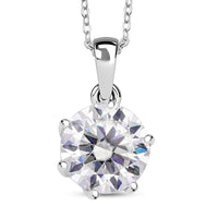 D'Joy 100 Facets Moissanite 2.15 ctw Solitaire Pendant Necklace in Rhodium Over Sterling Silver 20 Inches