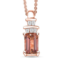 D'Joy Premium Blush Tourmaline and Moissanite 1.40 ctw Blush Deco Pendant Necklace in 18K Vermeil Rose Gold Over Sterling Silver 20 Inches