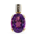 D'Joy AAA Brejinho Amethyst, Natural Champagne and White Diamond 9.40 ctw Art Deco Pendant Necklace in 18K Vermeil Yellow Gold Over Sterling Silver 20 Inches - Sticky add to cart bar