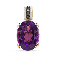 D'Joy AAA Brejinho Amethyst, Natural Champagne and White Diamond 9.40 ctw Art Deco Pendant Necklace in 18K Vermeil Yellow Gold Over Sterling Silver 20 Inches