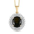 D'Joy Bohemian Moldavite and Moissanite 5.15 ctw Blooming Flower Pendant Necklace 20 Inches in 18K Vermeil Yellow Gold Over Sterling Silver - Sticky add to cart bar