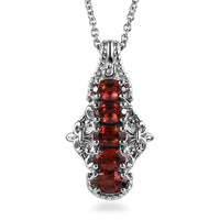 EverTrue Mozambique Garnet Pendant Necklace (20 Inches) in Stainless Steel 3.00 ctw